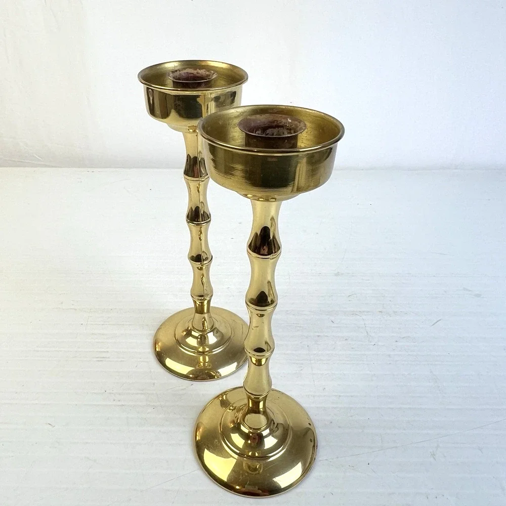 Brass Candlestick Holders Pair 8.5